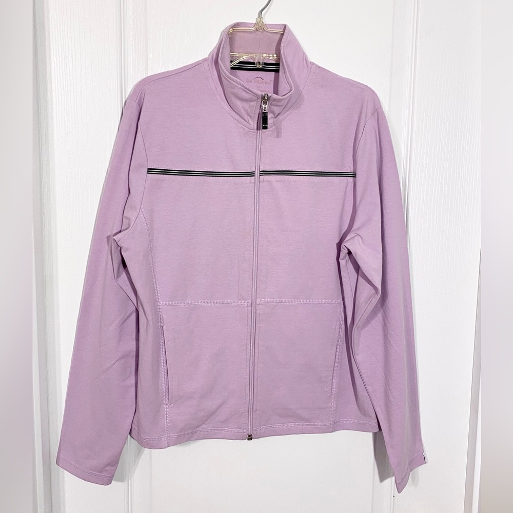 Y2K Be Inspired Knit Track Jacket USA MADE Lilac Black Medium